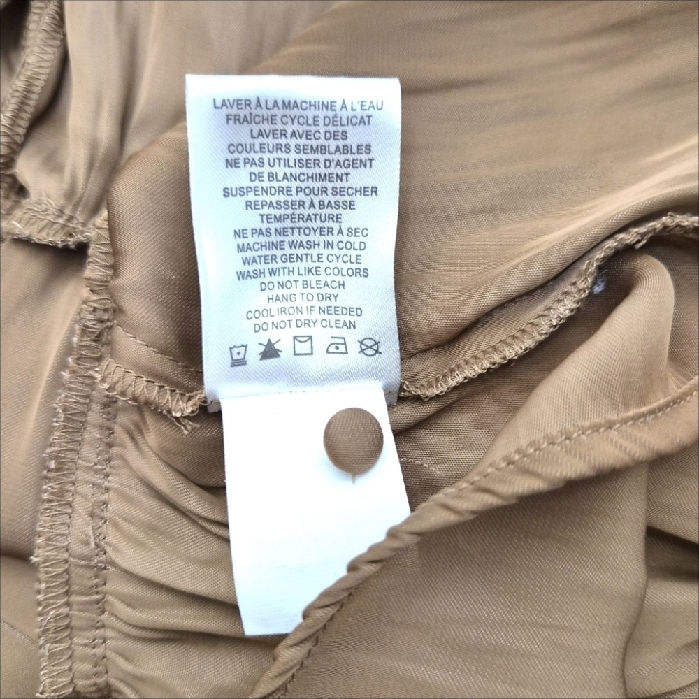 Joie XS Tan Satin Corset Top Puff Sleeve Cutout Tie-Back Romantic Date Night - Picture 7 of 11